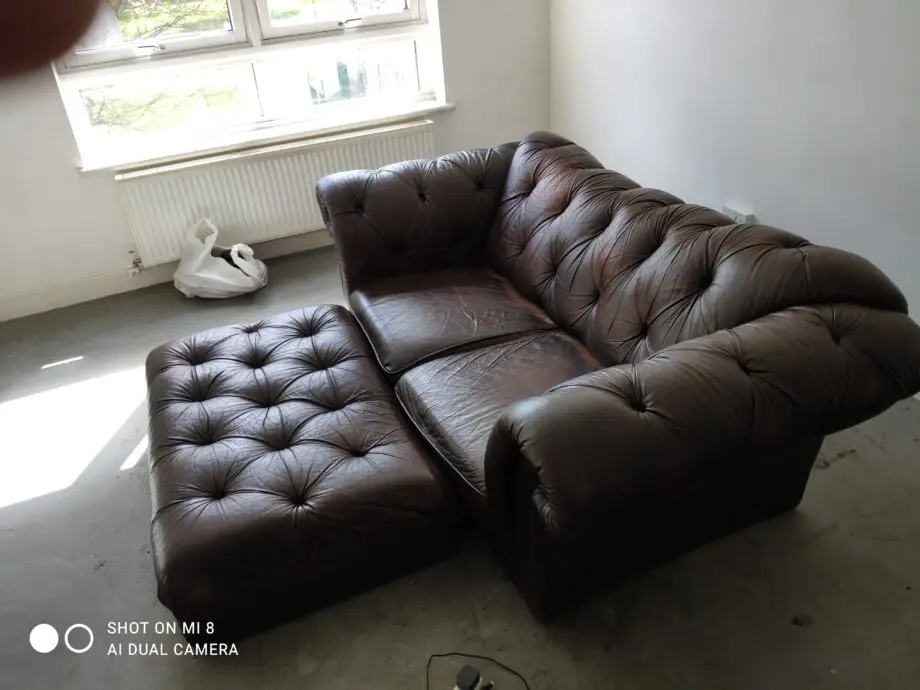 Winchester Leather Chesterfield Sofa with Footstool.