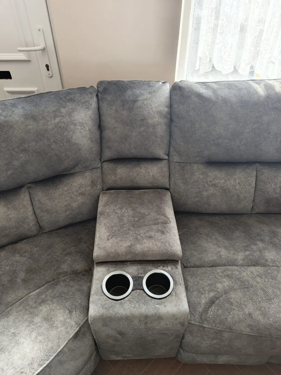 DFS Finsbury Corner Sofa Power Recliner With Console Grey Mayson Fabric