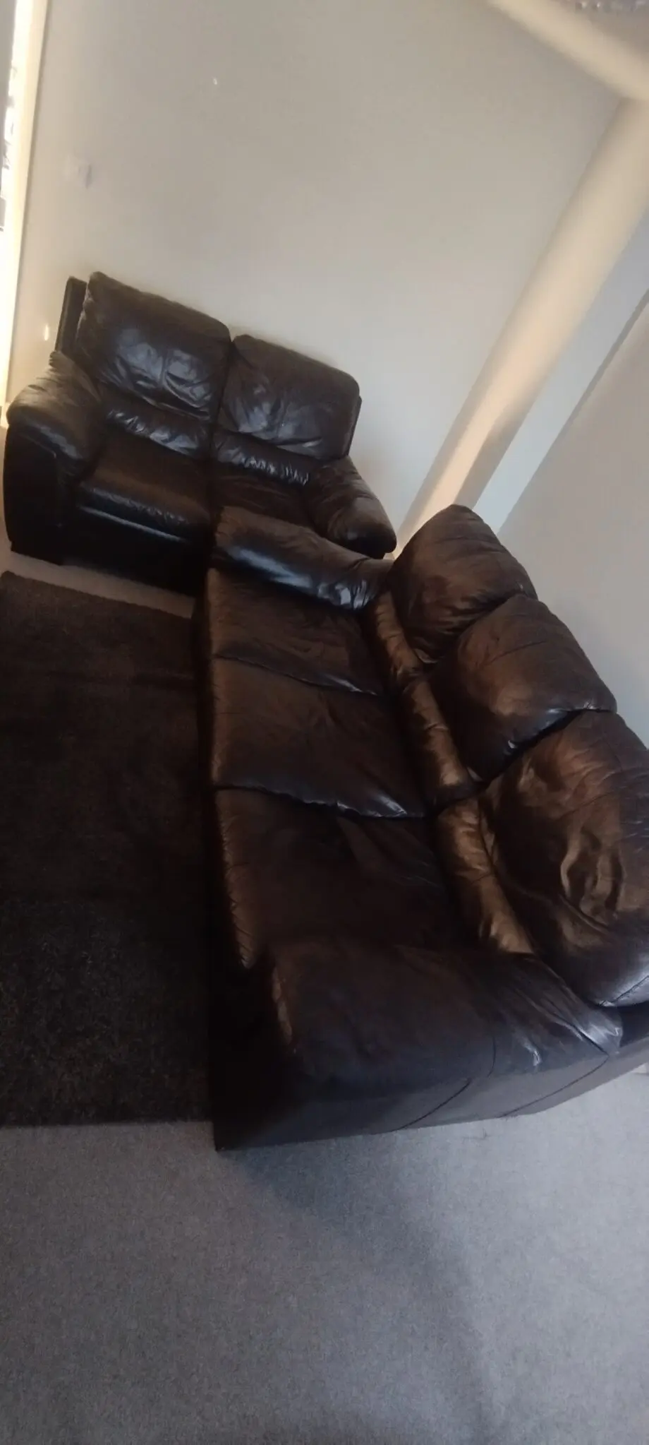Brown leather DFS sofa