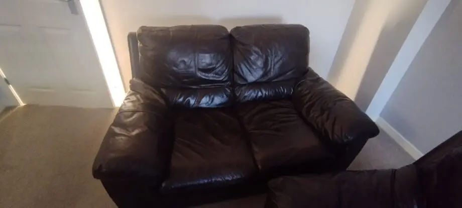 Brown leather DFS sofa