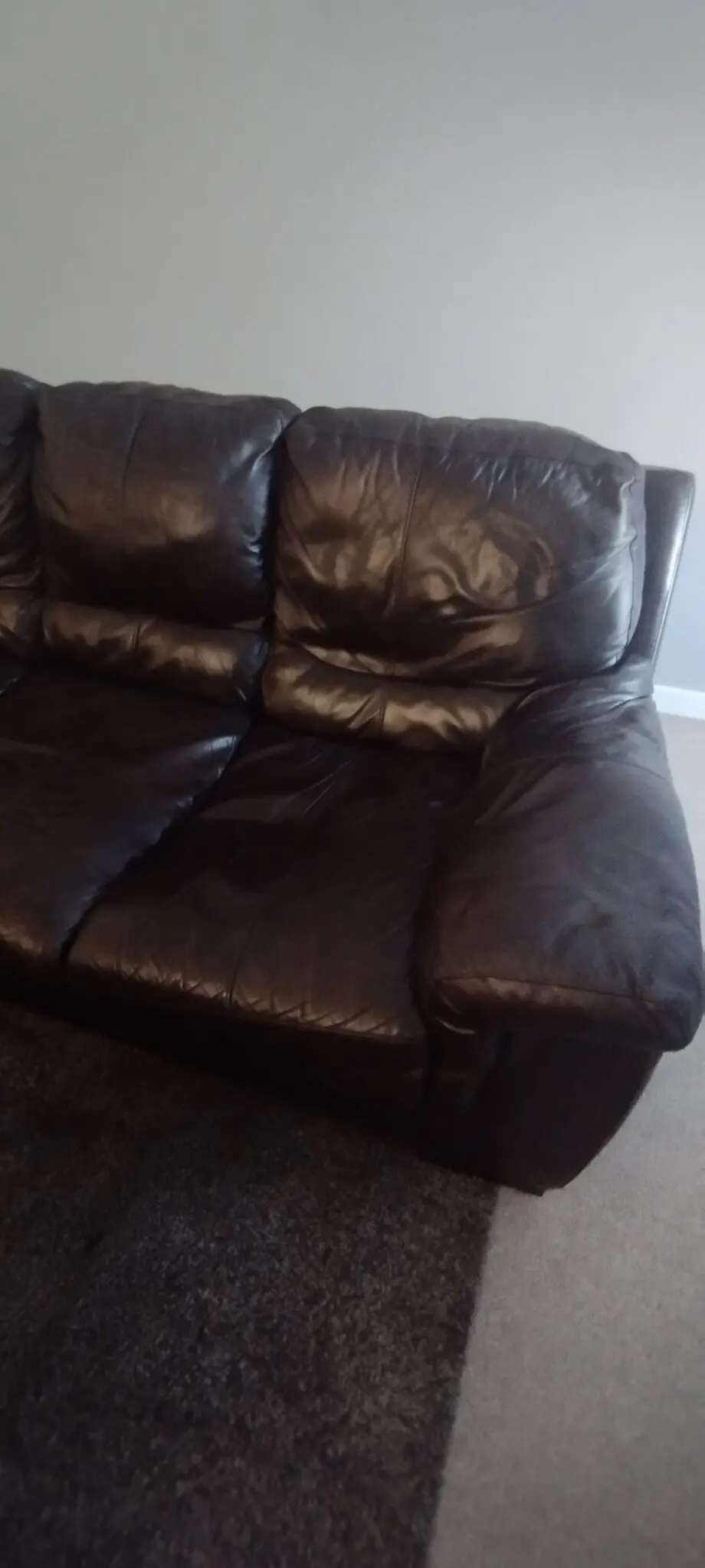 Brown leather DFS sofa