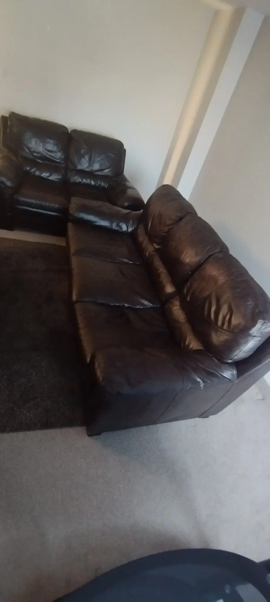 Brown leather DFS sofa
