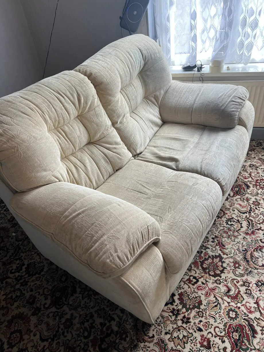Cream double sofa and cream 3 seater
