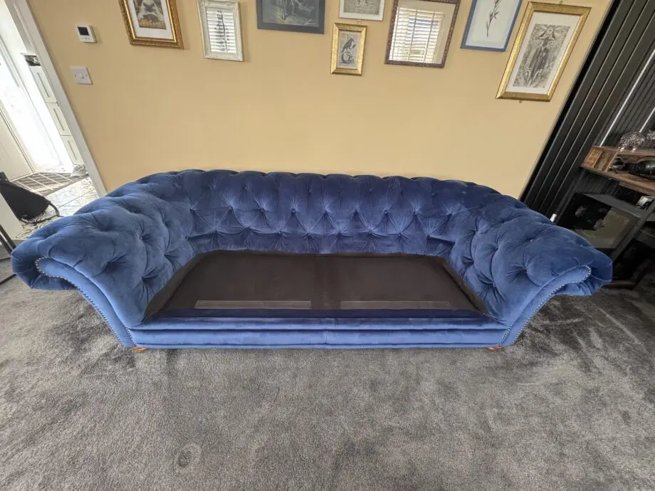 Sofology Chesterfield style royal blue 3 seat sofa and single seat chair