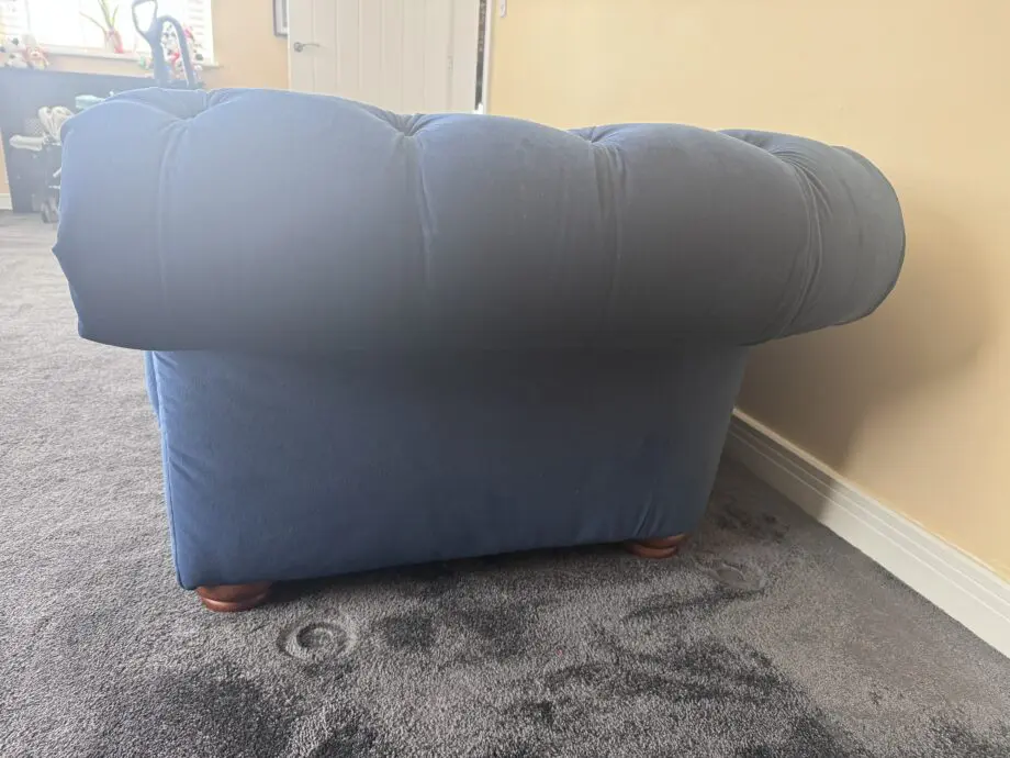 Sofology Chesterfield style royal blue 3 seat sofa and single seat chair