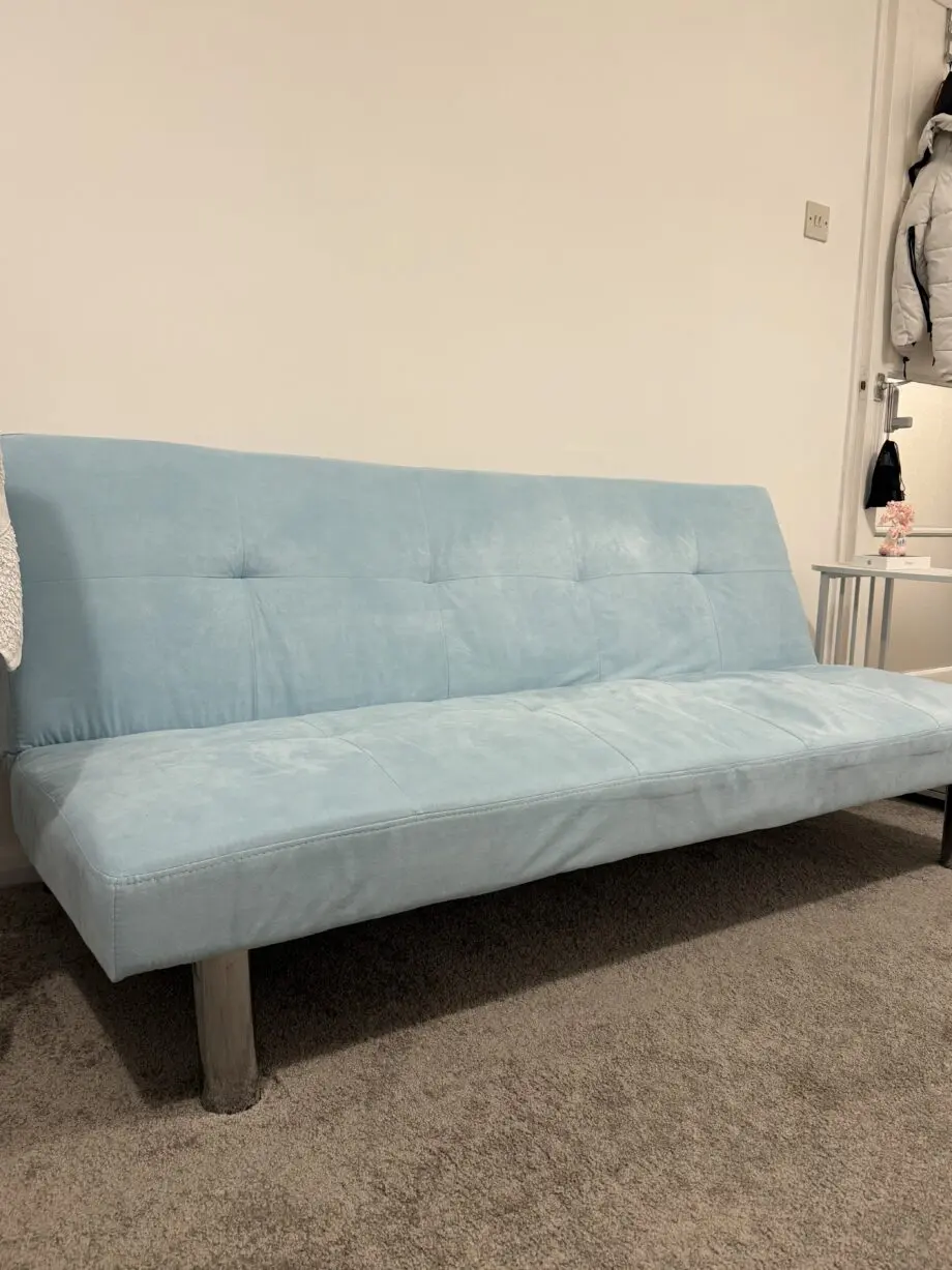 Faux Suede Canterbury 3-Seater Blue Fabric Sofa Bed
