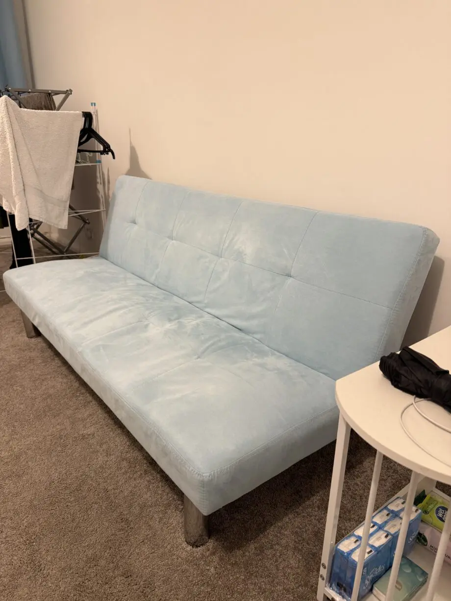 Faux Suede Canterbury 3-Seater Blue Fabric Sofa Bed