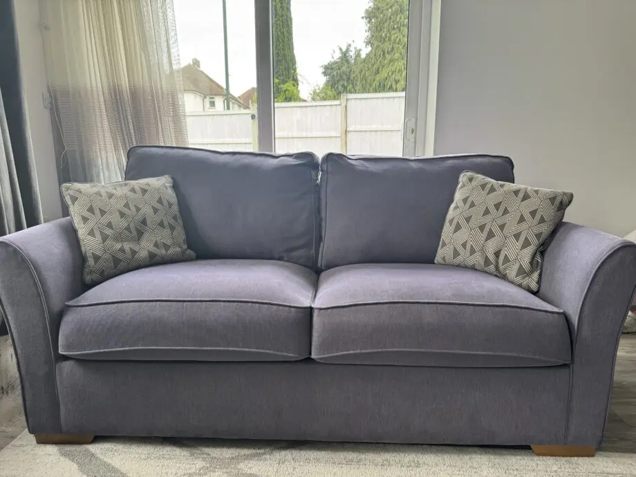 Oak Furniture- Jasmine 3 Seater Sofa Bed (double size) with Deluxe Mattress. Grey/Silver