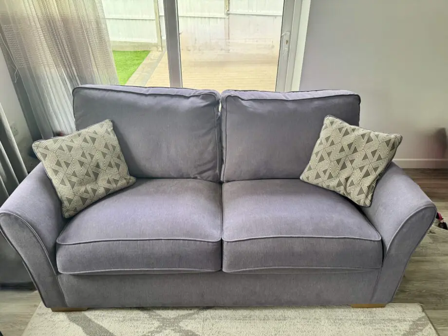 Oak Furniture- Jasmine 3 Seater Sofa Bed (double size) with Deluxe Mattress. Grey/Silver