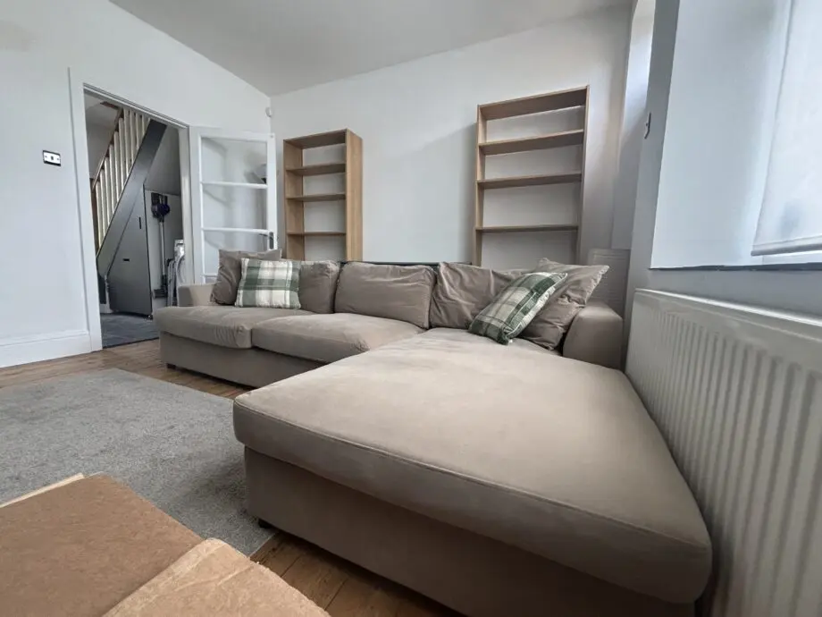 DFS oatmeal three seater L shape sofa