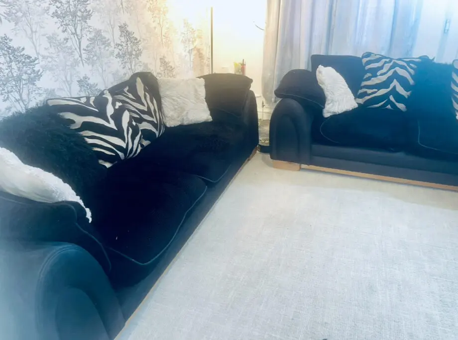 Comfy Black & Leopard Print Sofa — Available Now!
