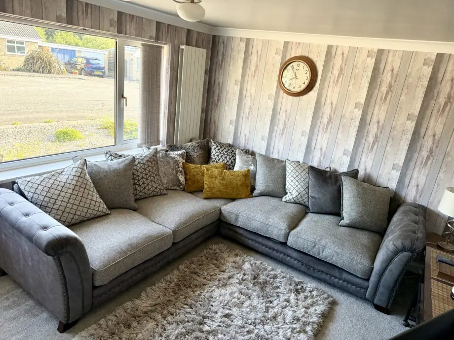 Leekes luxury charcoal fabric corner sofa