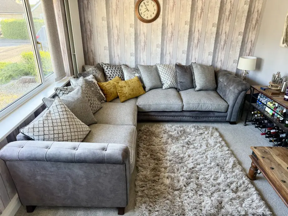 Leekes luxury charcoal fabric corner sofa