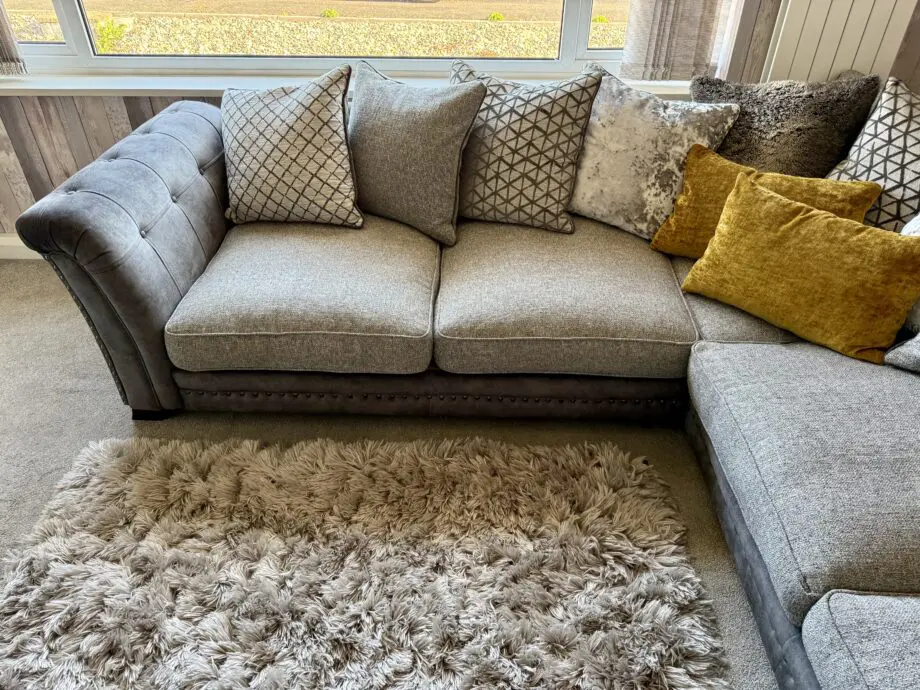 Leekes luxury charcoal fabric corner sofa