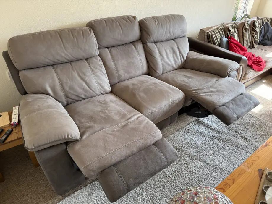 DFS Emery 3 seater manual recliner in 2 tone grey