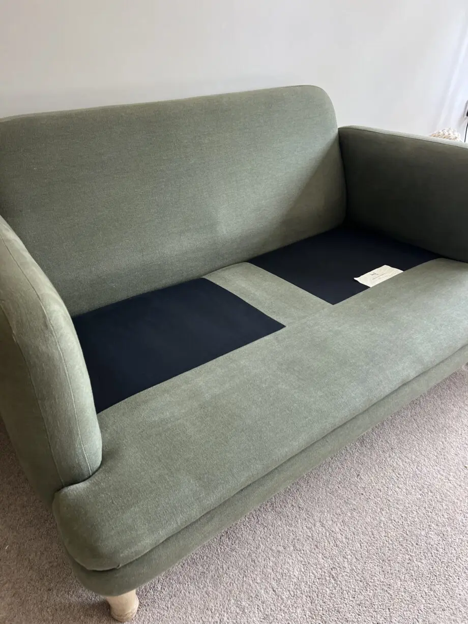 Loaf small squisharoo sofa in Baked Fig clever linen