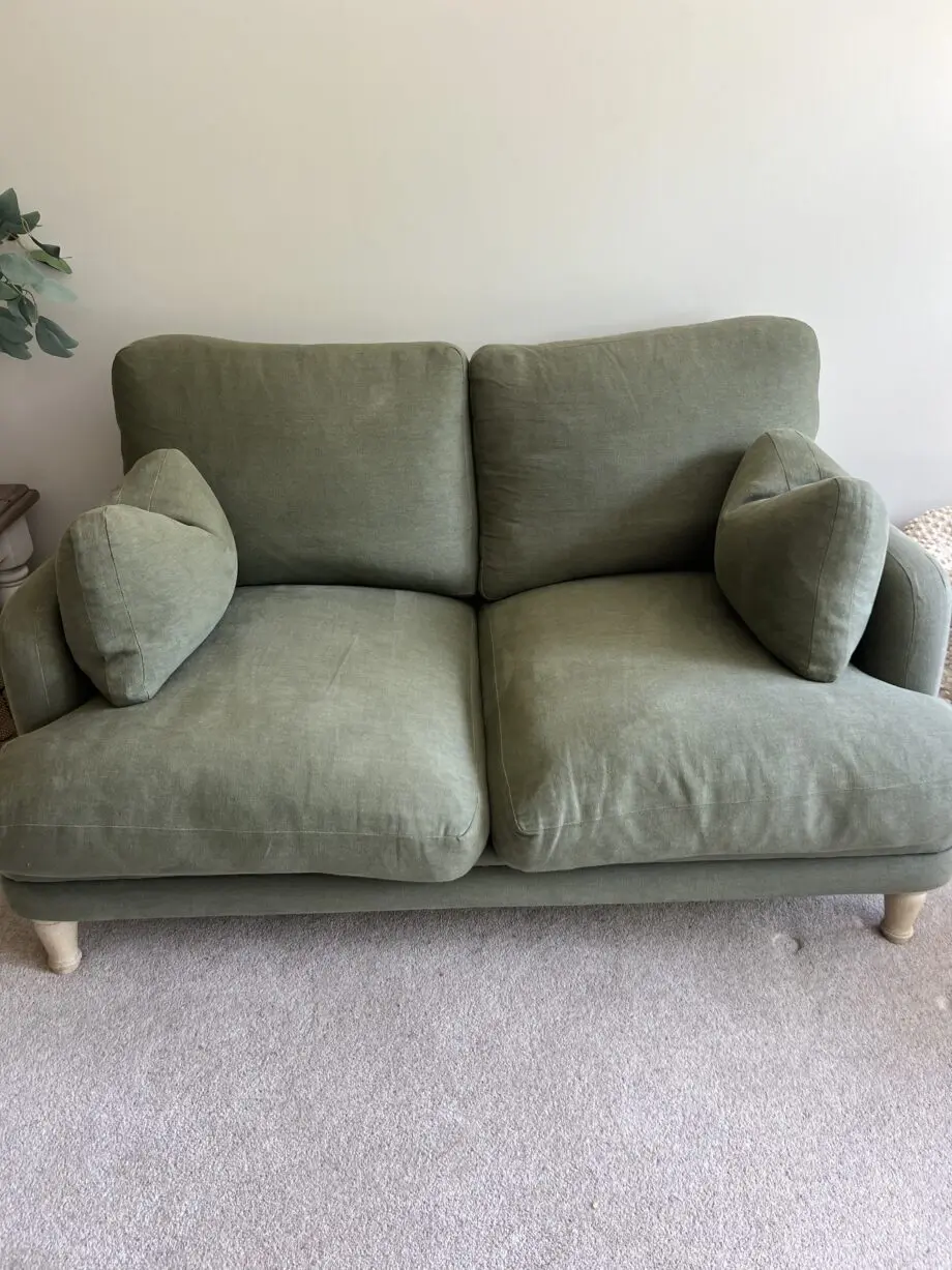Loaf small squisharoo sofa in Baked Fig clever linen