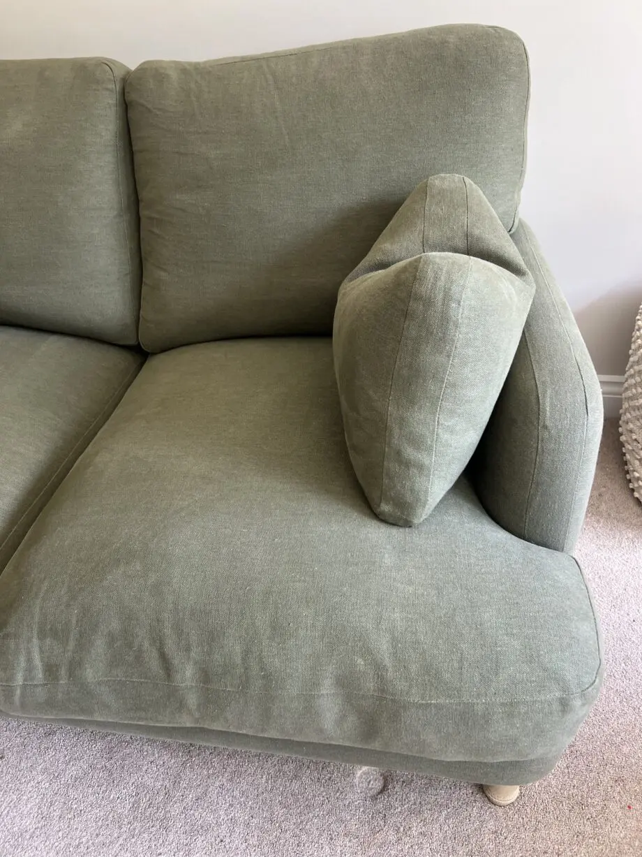 Loaf small squisharoo sofa in Baked Fig clever linen