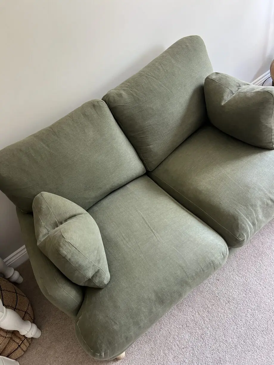 Loaf small squisharoo sofa in Baked Fig clever linen