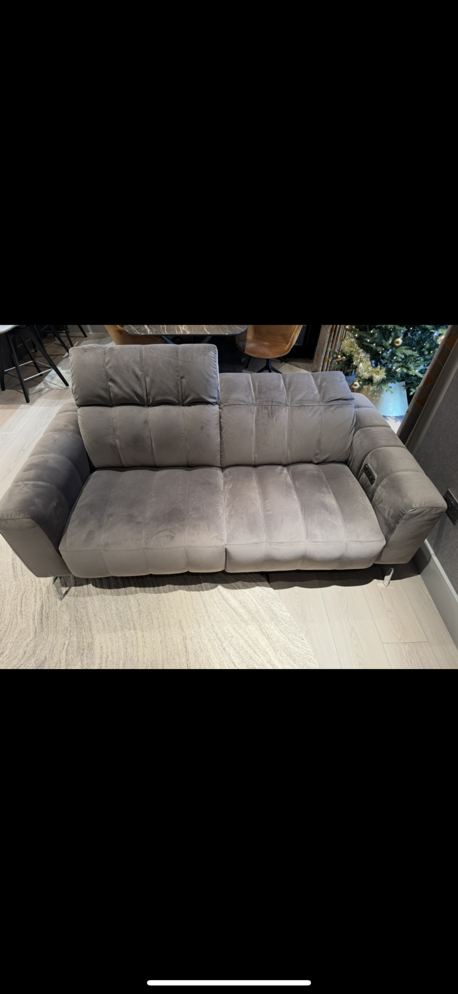 Natuzzi electric reclining 2 seater grey sofa