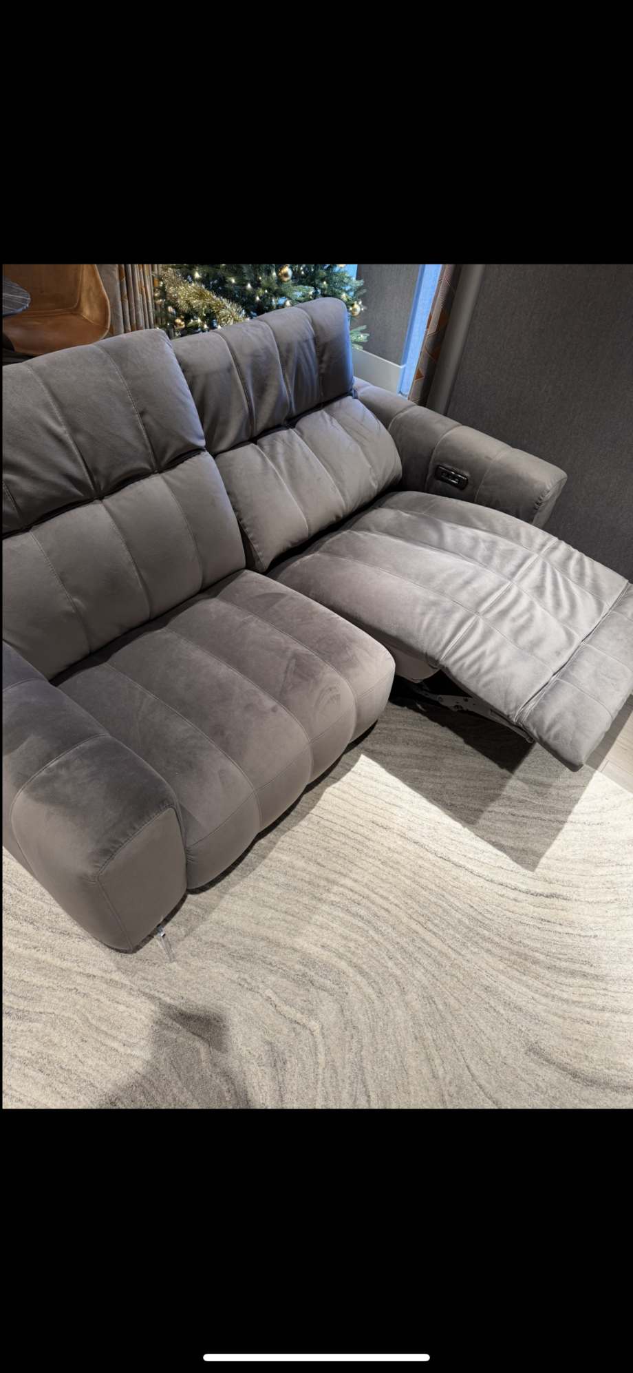 Natuzzi electric reclining 2 seater grey sofa