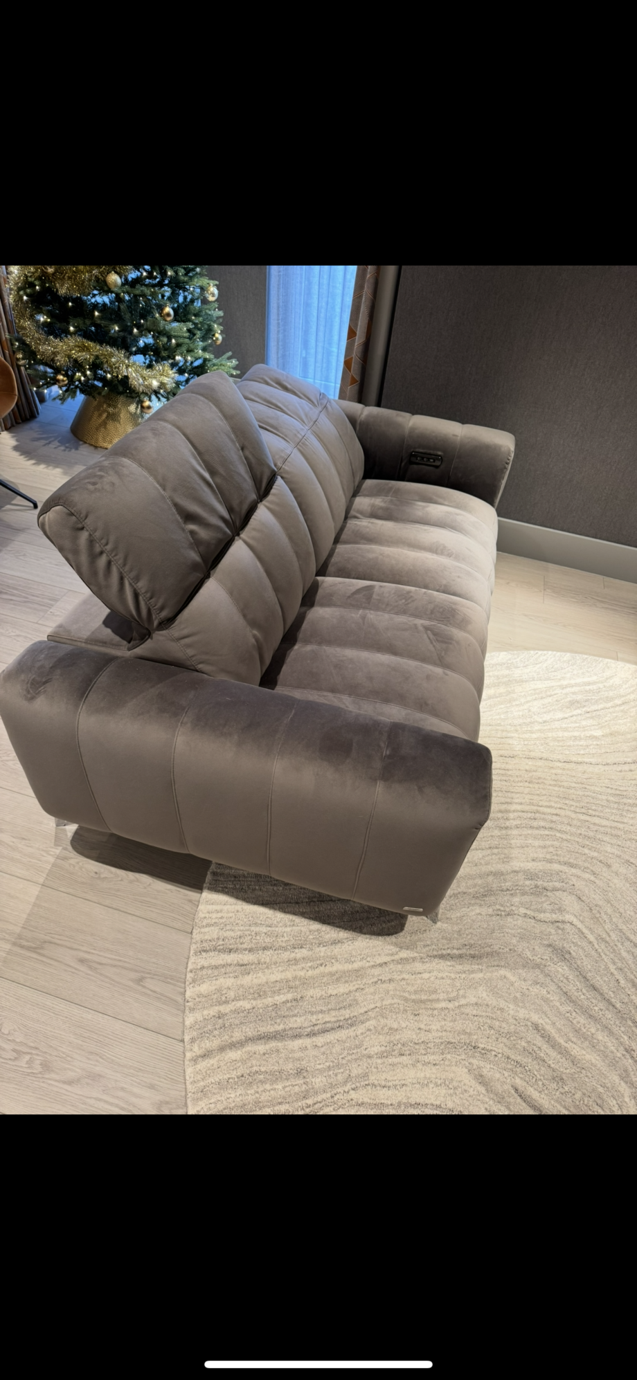 Natuzzi electric reclining 2 seater grey sofa