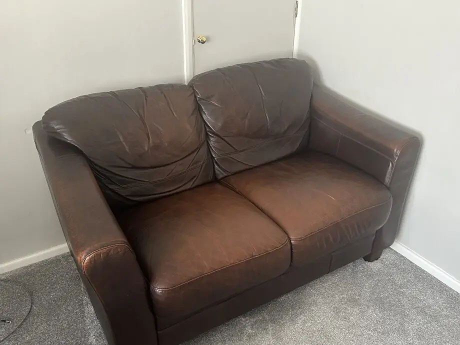 Brown leather sofa set (3&2 seater sofa’s + footstool)