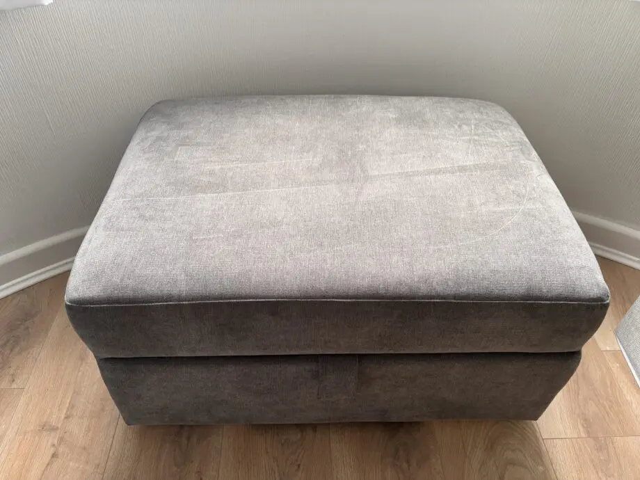 DFS Freya Sofa 4 Seater Graphite Linen + Footstool, Reversible Lounger