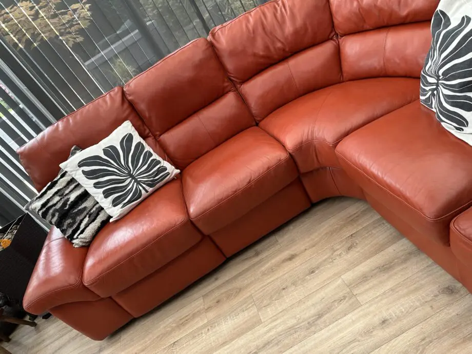 La-Z-Boy Burnt Orange Premium Leather Electric Reclining Corner Sofa