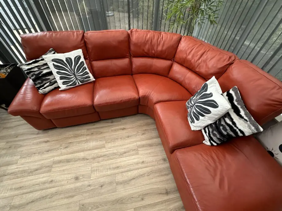 La-Z-Boy Burnt Orange Premium Leather Electric Reclining Corner Sofa