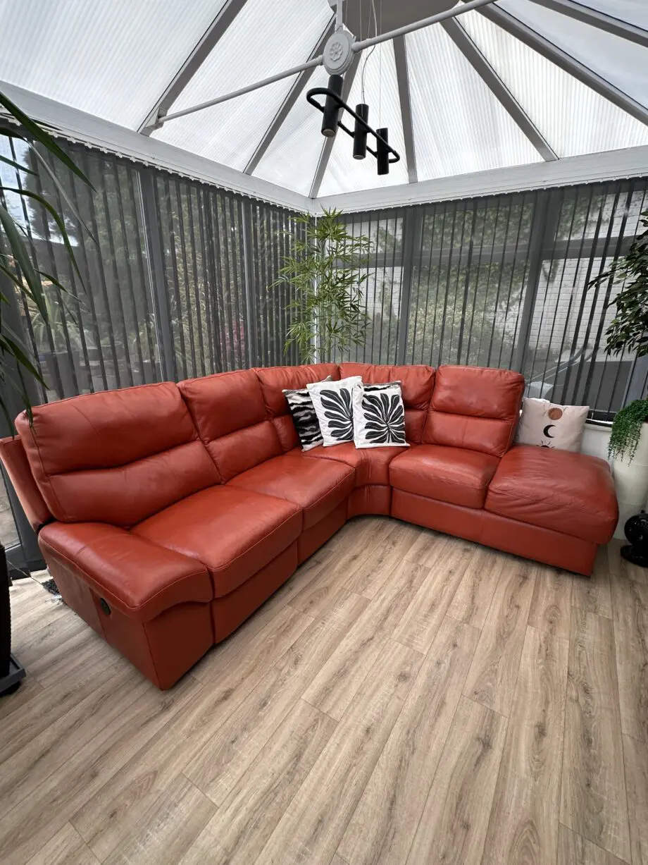 La-Z-Boy Burnt Orange Premium Leather Electric Reclining Corner Sofa