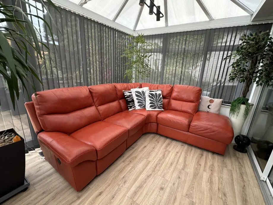 La-Z-Boy Burnt Orange Premium Leather Electric Reclining Corner Sofa