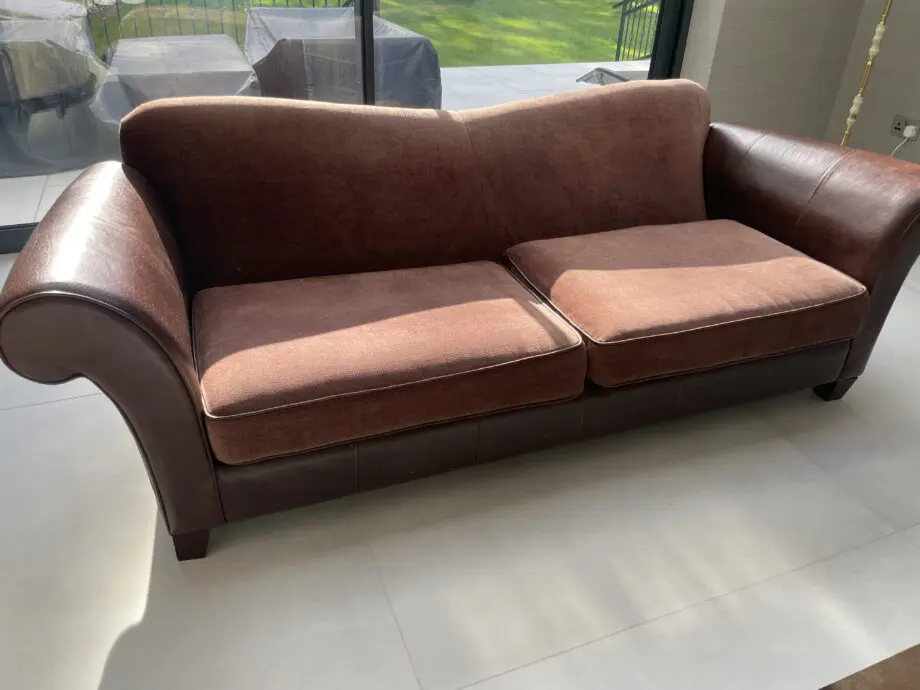 DFS 3 Seater Fabric Sofa with leather arms