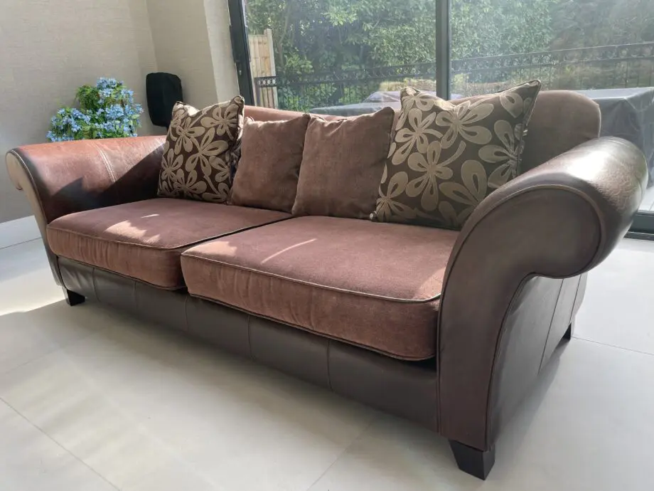 DFS 3 Seater Fabric Sofa with leather arms