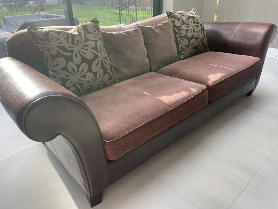 DFS 3 Seater Fabric Sofa with leather arms