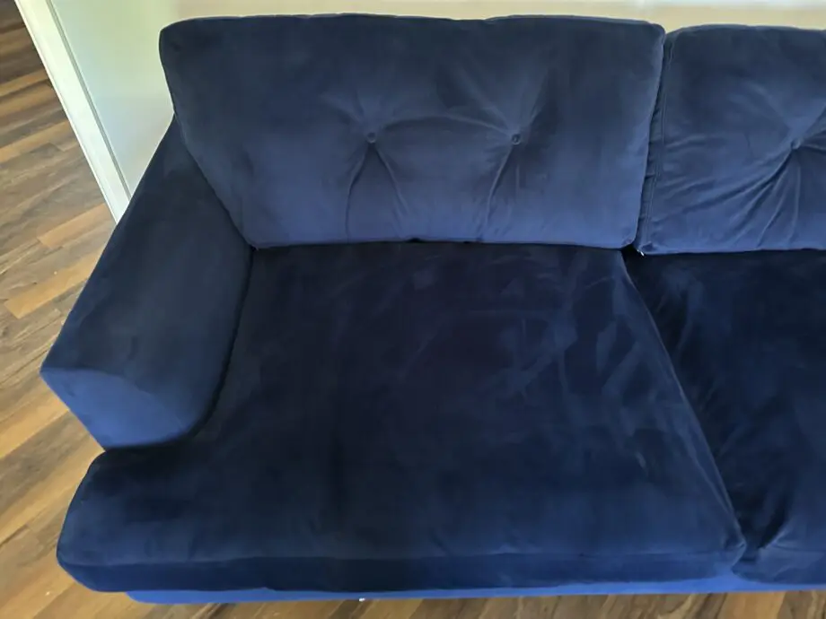 DFS Joules Patterdale sofa and cuddler in Navy blue velvet