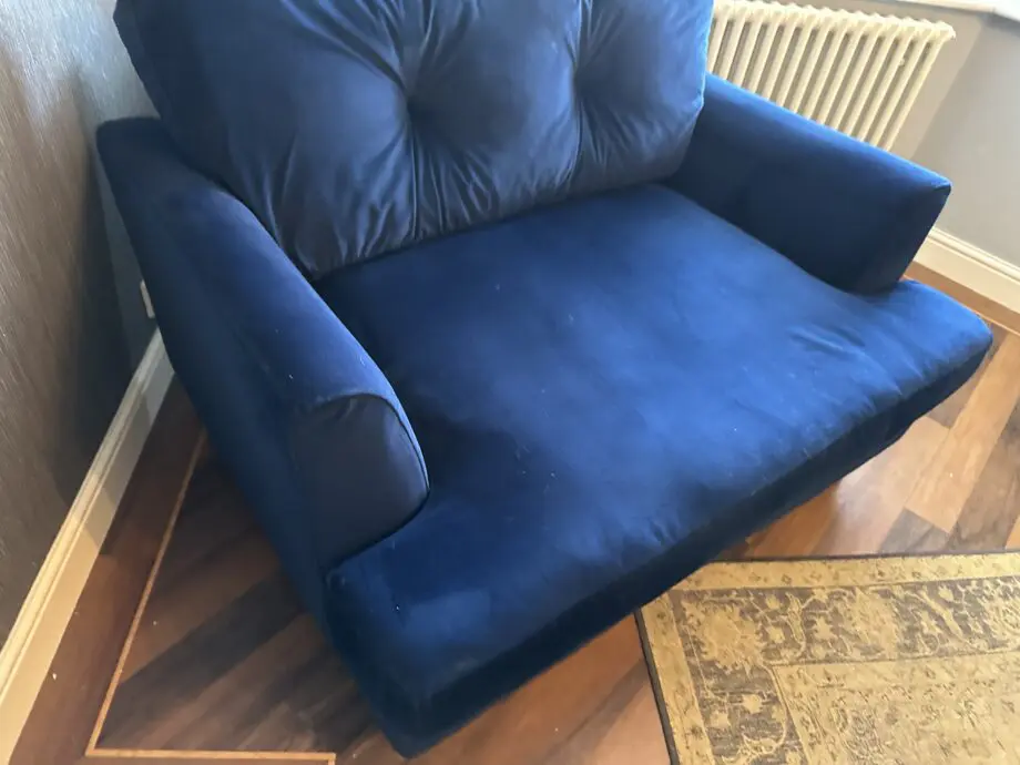 DFS Joules Patterdale sofa and cuddler in Navy blue velvet