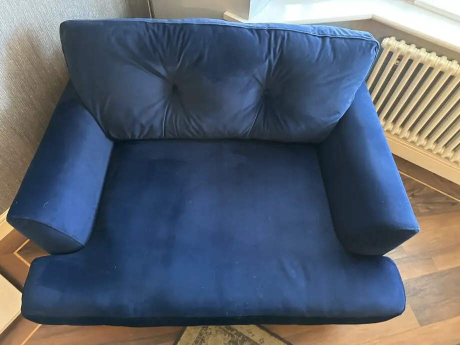 DFS Joules Patterdale sofa and cuddler in Navy blue velvet