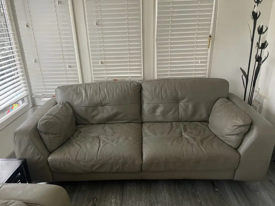 Grey leather sofa set from sofology