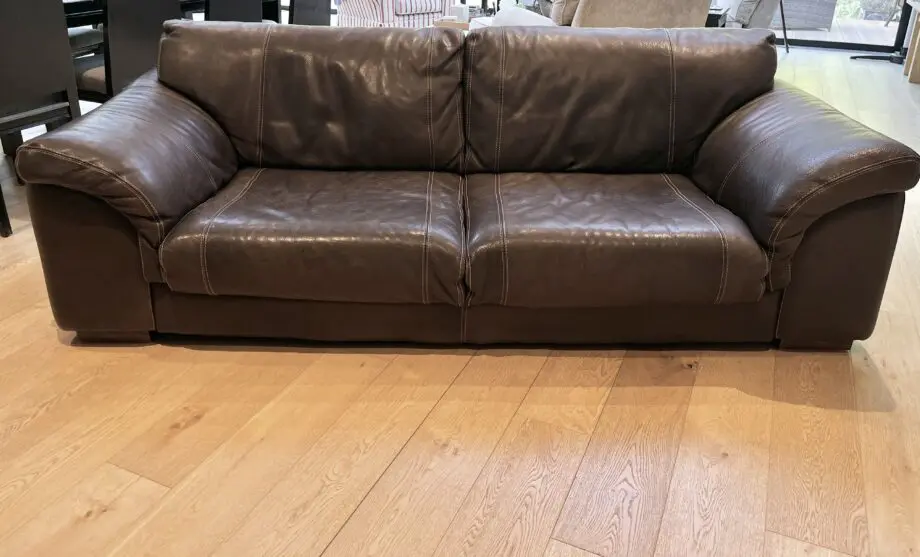 DFS Dark brown leather sofa set - 4 seater and 3 seater