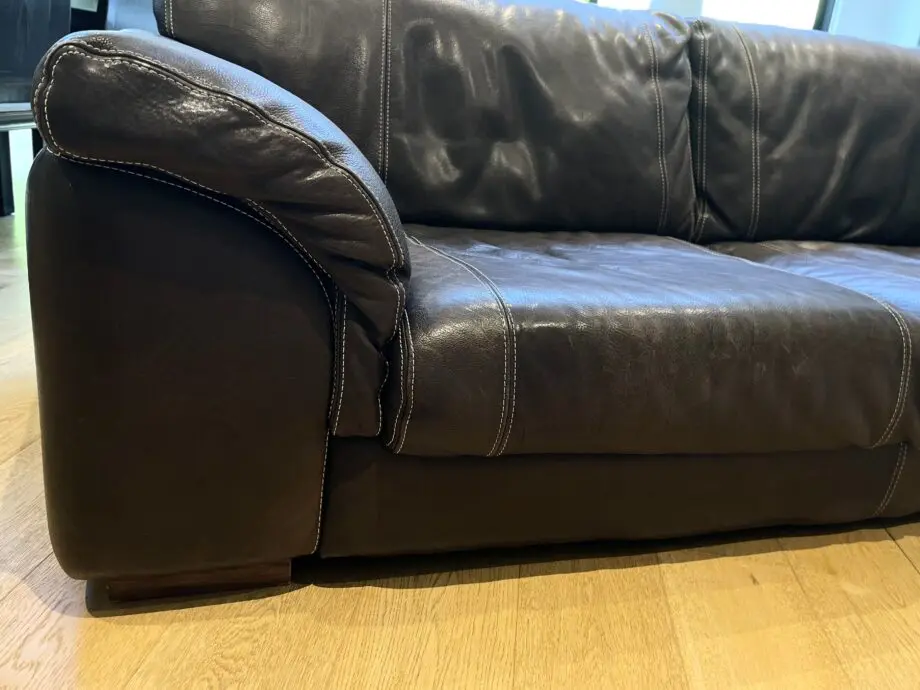 DFS Dark brown leather sofa set - 4 seater and 3 seater