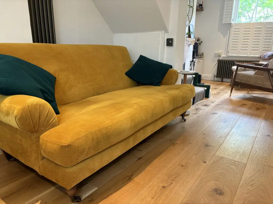 Drew Pritchard Honey Yellow 3 Seater Sofa