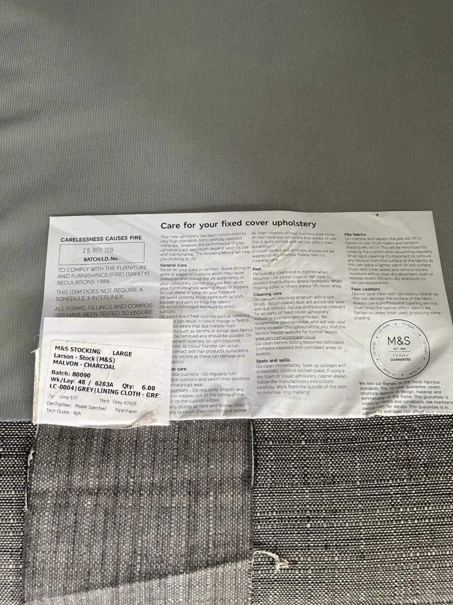M&S 2 seater sofa with chaise