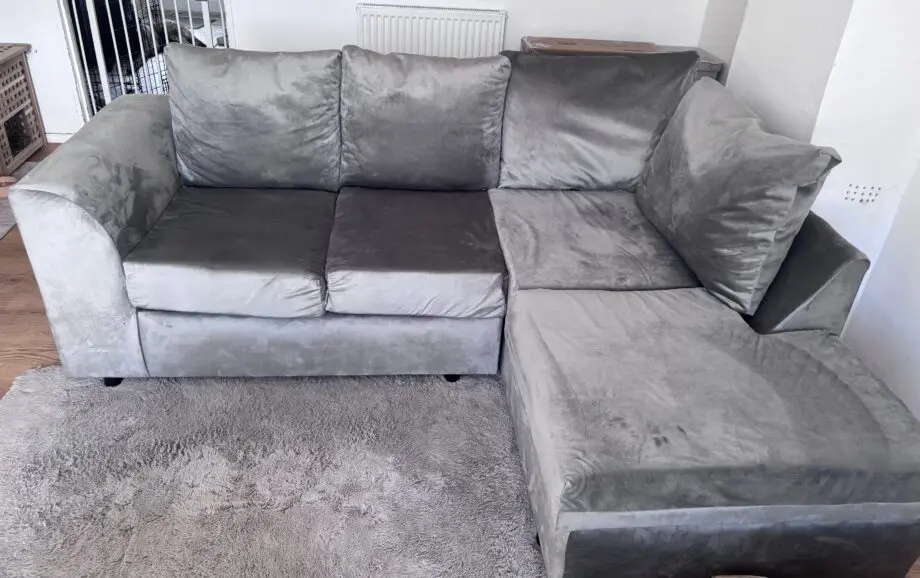 Plush Velvet Silver Corner Sofa