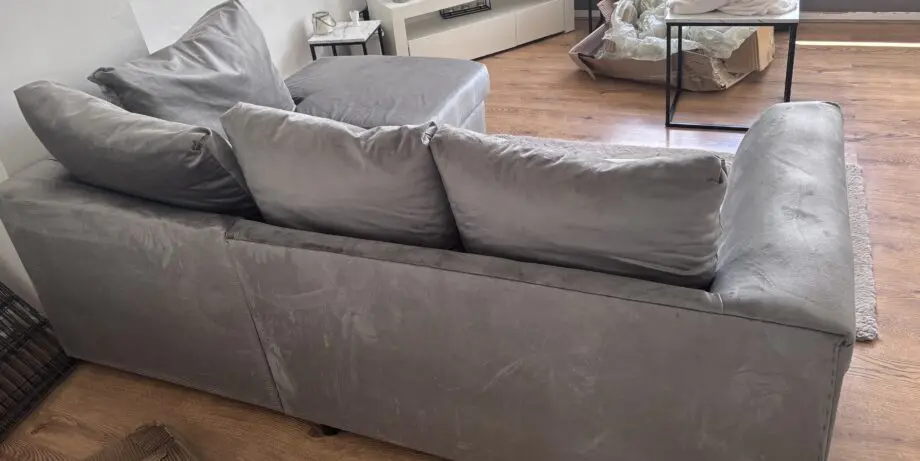 Plush Velvet Silver Corner Sofa