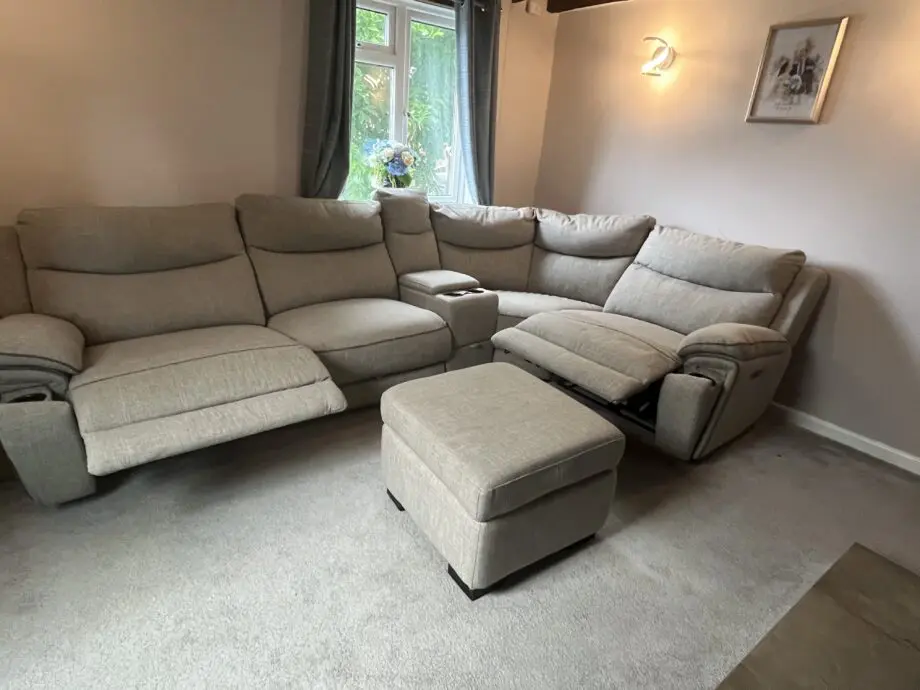 GREY DFS TREK LEFT HAND CORNER SOFA POWER RECLINER