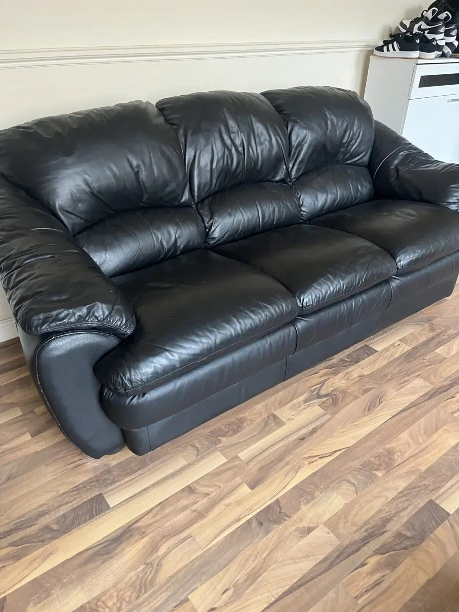Black leather sofa set