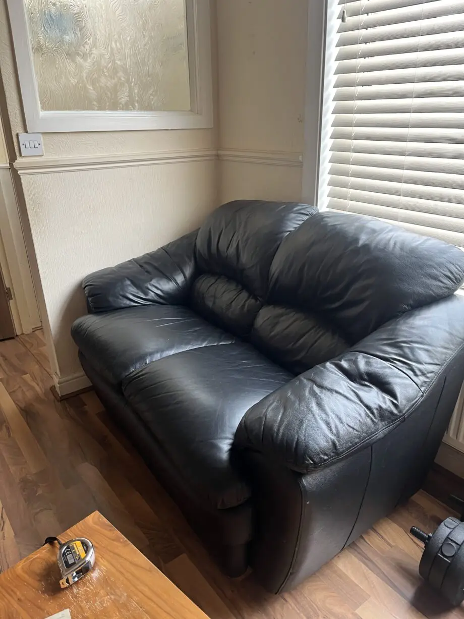 Black leather sofa set