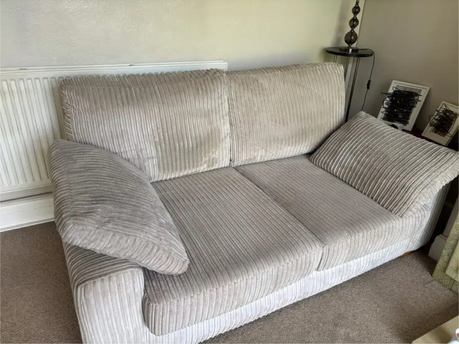 DFS Stone/Beige ribbed sofas