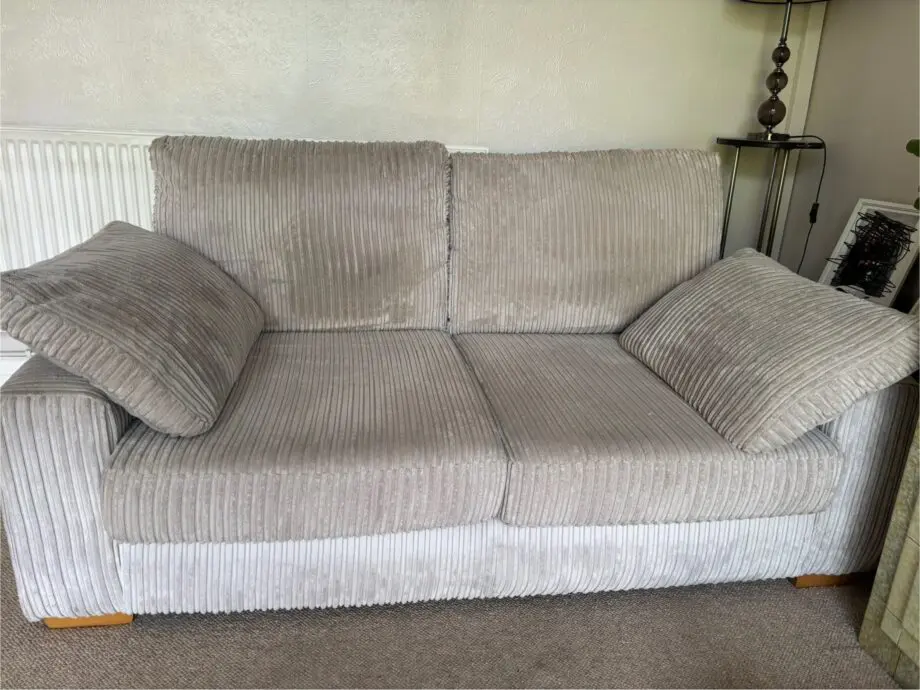 DFS Stone/Beige ribbed sofas